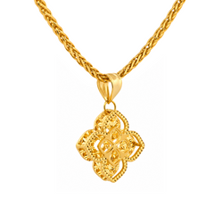 22K Gold Floral Quatrefoil Pendant