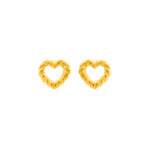 22K Gold Heart Stud Earrings