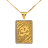 22K Gold OM Textured Pendant