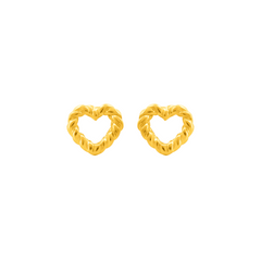 22K Gold Heart Stud Earrings