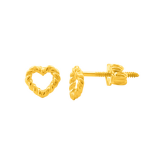 22K Gold Heart Stud Earrings