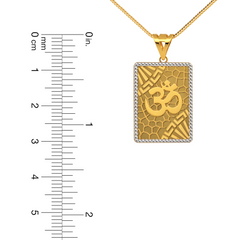 22K Gold OM Textured Pendant