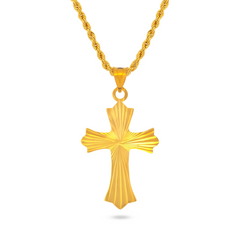 22K Gold Radiant Cross Pendant
