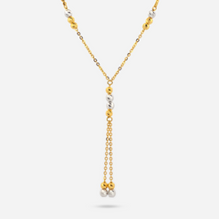 22K Gold Bead Drop Necklace