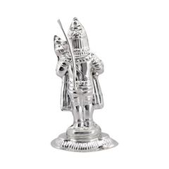 Silver Hanuman with Mace Idol
