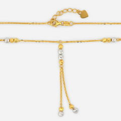 22K Gold Bead Drop Necklace