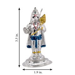 Silver Hanuman with Mace Idol