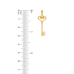 22K Gold Heart Key Pendant