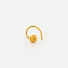 22K Gold Textured Sphere Minimal Nose Pin
