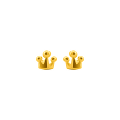 22K Gold Crown Stud Earrings