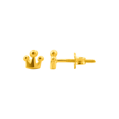 22K Gold Crown Stud Earrings