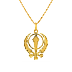 22K Gold Khanda Sunburst Pendant