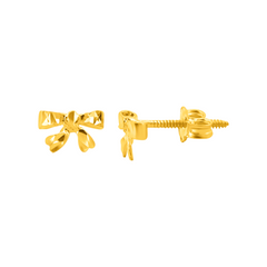 22K Gold Bow Stud Earrings