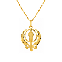 22K Gold Khanda Sunburst Pendant