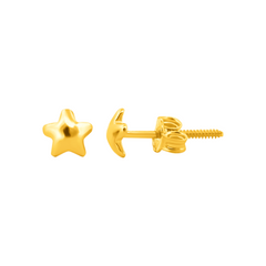 22K Gold Star Stud Earrings