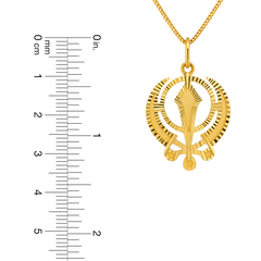 22K Gold Khanda Sunburst Pendant
