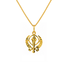 22K Gold Khanda Sunburst Pendant