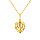 22K Gold Khanda Double Side Pendant