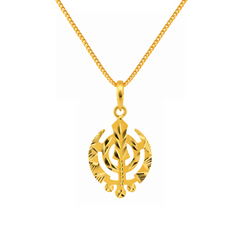 22K Gold Khanda Double Side Pendant