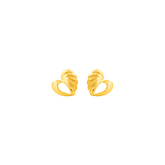 22K Gold Twisted Heart Stud Earrings
