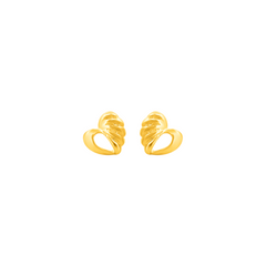 22K Gold Twisted Heart Stud Earrings
