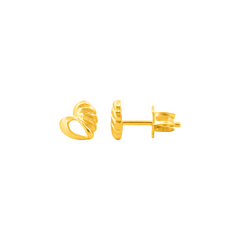 22K Gold Twisted Heart Stud Earrings