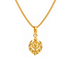 22K Gold Khanda Textured Pendant