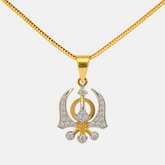 22K Gold CZ Khanda Pendant
