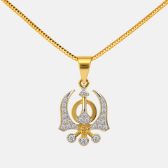 22K Gold CZ Khanda Pendant