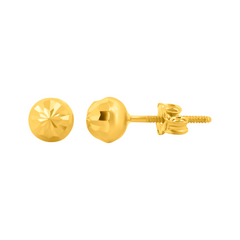 22K Gold Button Stud Earrings