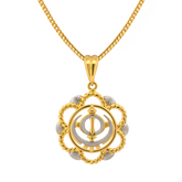 22K Gold Floral Khanda Pendant