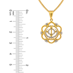 22K Gold Floral Khanda Pendant