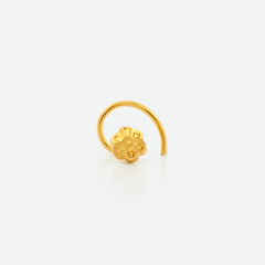 22K Gold Engraved Sunburst Ball Nose Pin
