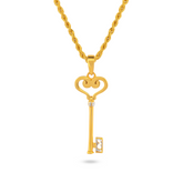 22K Gold Heart Key Pendant