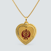 22K Gold Heart Khanda Pendant
