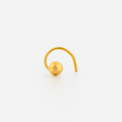 22K Gold Faceted Sphere Nose Pin