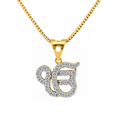22K Gold CZ Ek Onkar Pendant