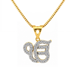 22K Gold CZ Ek Onkar Pendant