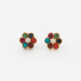 22K Gold Colorful Floral Earrings