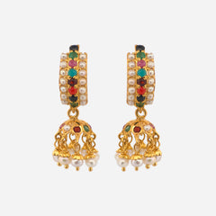 22K Gold Colorful Jhumka Earrings