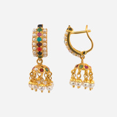 22K Gold Colorful Jhumka Earrings