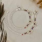 Silver Colorful Enamel Charms Anklets