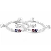 Silver Floral Gungroo Baby Kadas - Set of 2