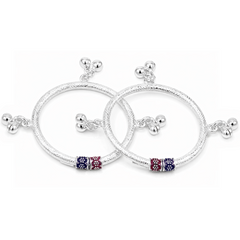 Silver Floral Gungroo Baby Kadas - Set of 2