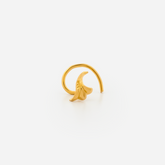 22K Gold Elegant Leaf Motif Nose Pin