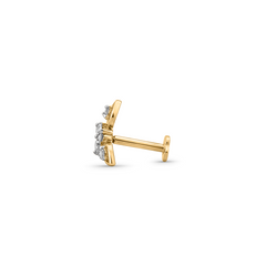 18K Gold Tri-Petal Diamond Nose Pin