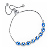 Silver Blue Evil Eye Bracelet
