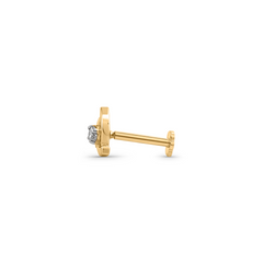 18K Gold Spiral Diamond Nose Pin