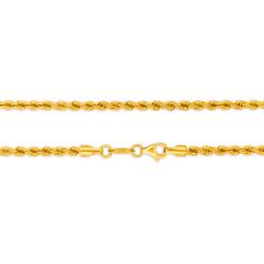 22K Gold Lite Rope Chain - 19.5"