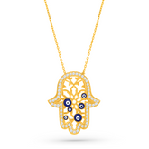 22K Gold Elegant Hamsa Hand Evil Eye Necklace